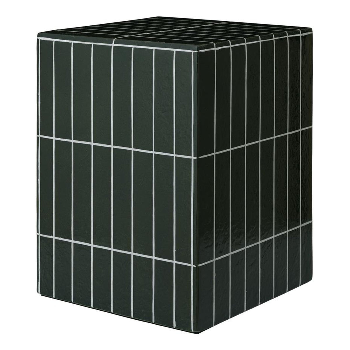 Table d'appoint industrielle en béton avec texture carreaux gravée pour salon ou chambre