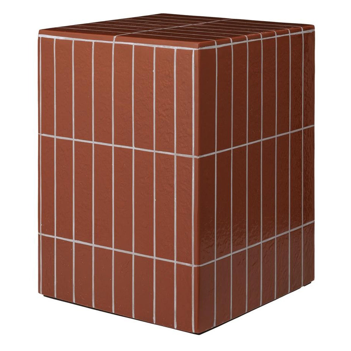 Table d'appoint industrielle en béton avec texture carreaux gravée pour salon ou chambre