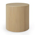 Table d'appoint ronde scandinave en chêne massif avec couvercle amovible et rangement dissimulé pour salon