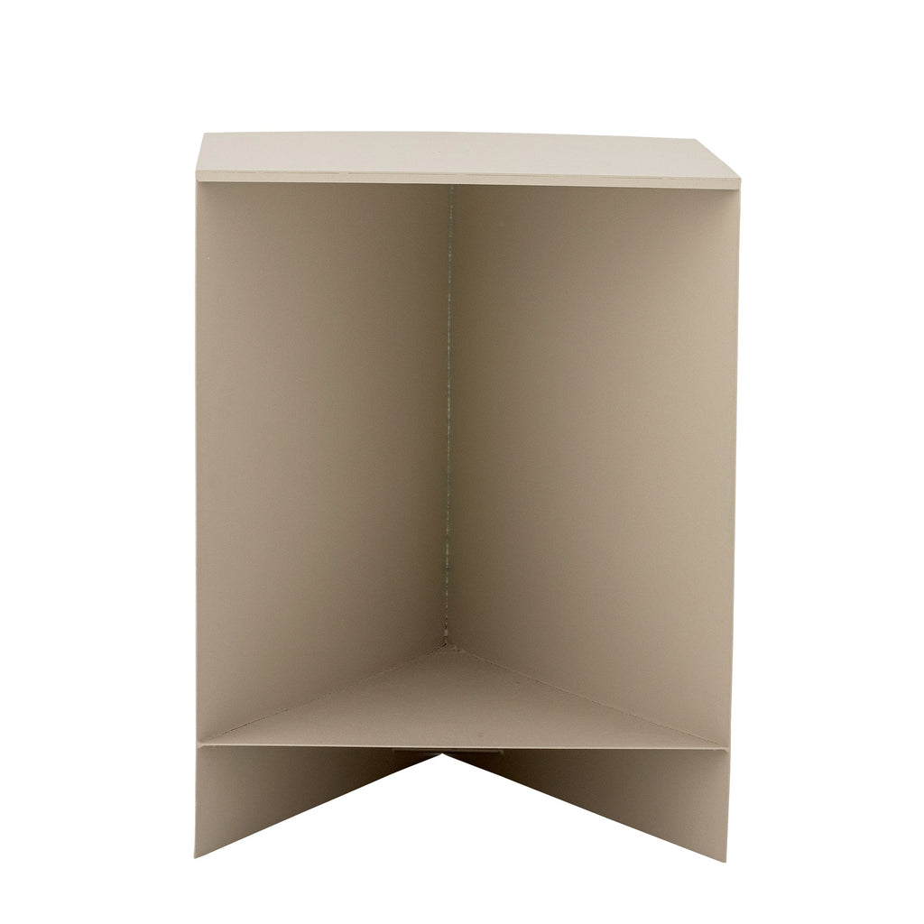 Table d'appoint minimaliste en métal laqué beige naturel avec étagère inférieure de rangement pour salon