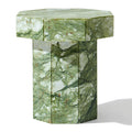 Table d'appoint sculpturale en pierre avec silhouette monolithique et veines naturelles pour salon ou boudoir
