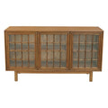 Bahut classique en bois et verre à 3 portes avec vitrine anti-poussière pour salon ou salle à manger