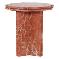 Table d'appoint sculpturale en marbre avec bord festonné et base architecturale pour salon