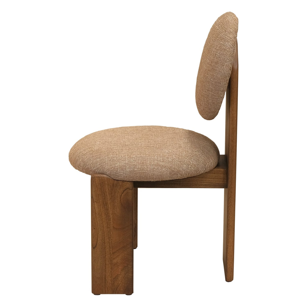 Chaise de salle à manger transitoire en tissu avec pieds en bois et revêtement en toile de jute pour salle à manger ou cuisine