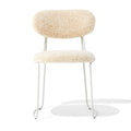 Chaise d'appoint contemporaine en bouclette avec assise arrondie et pieds en acier pour salle à manger ou bureau