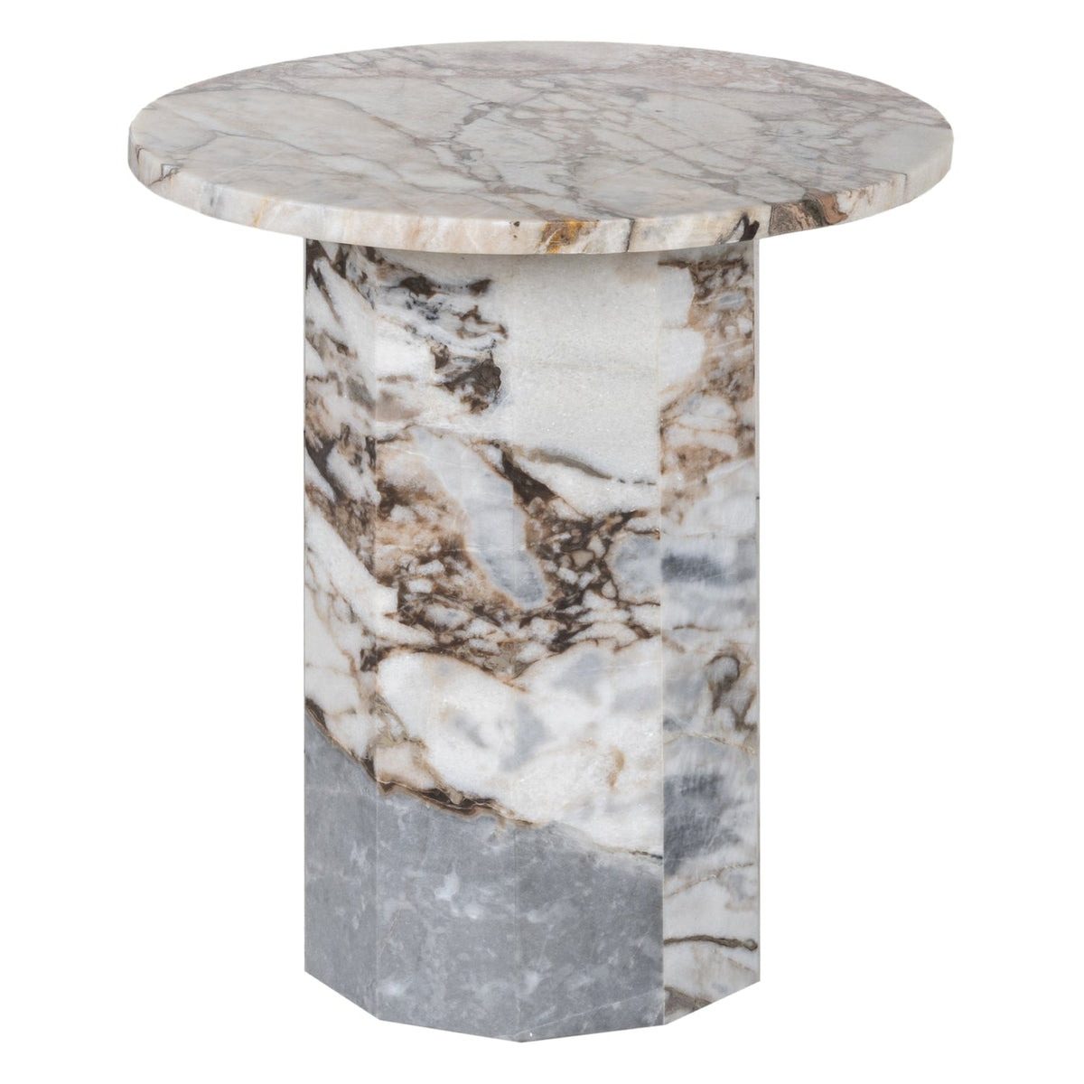 Table d'appoint contemporaine en marbre, forme ronde cylindrique, pour salon ou chambre