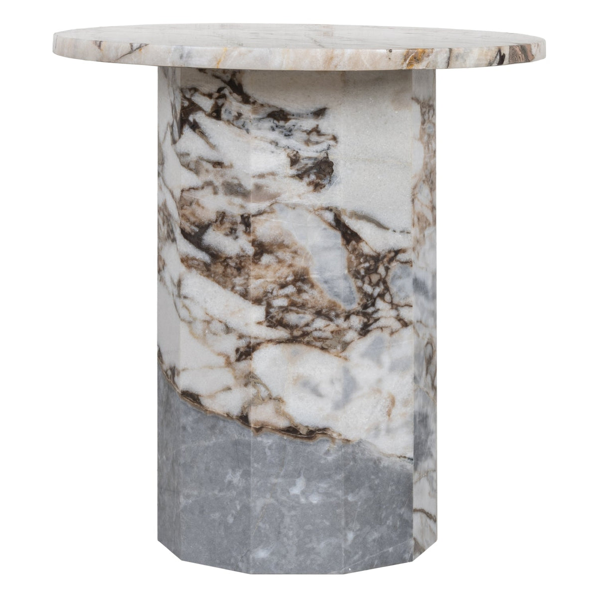 Table d'appoint contemporaine en marbre, forme ronde cylindrique, pour salon ou chambre
