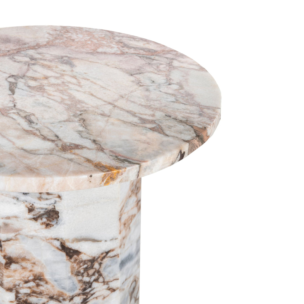 Table d'appoint contemporaine en marbre, forme ronde cylindrique, pour salon ou chambre