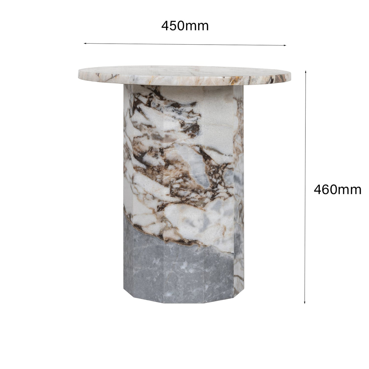 Table d'appoint contemporaine en marbre, forme ronde cylindrique, pour salon ou chambre