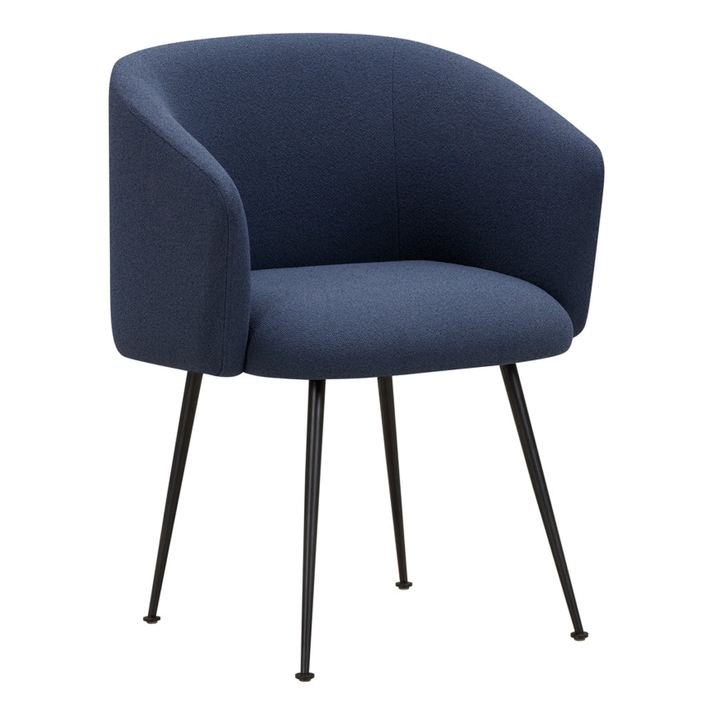 Fauteuil rembourré minimaliste avec coque en forme de galet et piètement en chêne ou en acier pour salle à manger ou de réunion