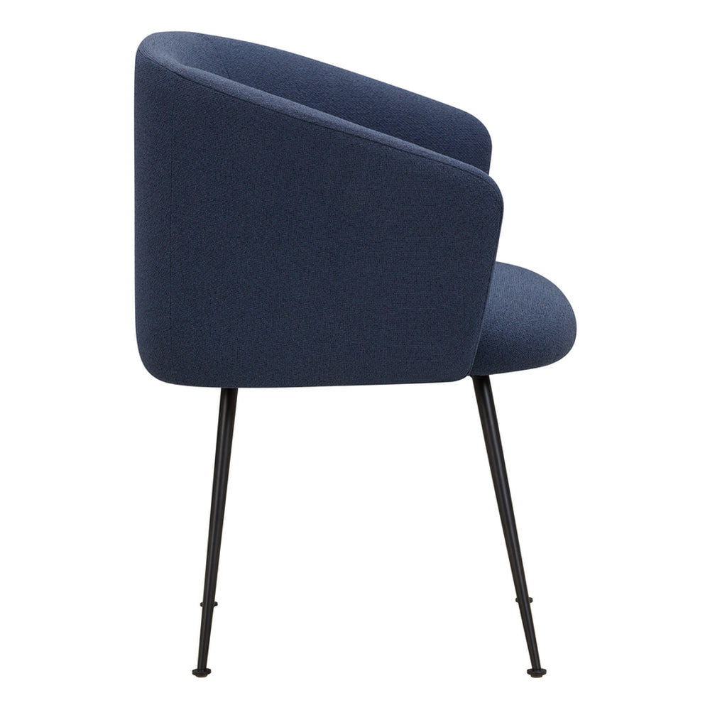 Fauteuil rembourré minimaliste avec coque en forme de galet et piètement en chêne ou en acier pour salle à manger ou de réunion