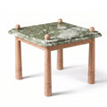 Table d'appoint contemporaine en marbre et chêne avec plateau en pierre de Verdence pour salon