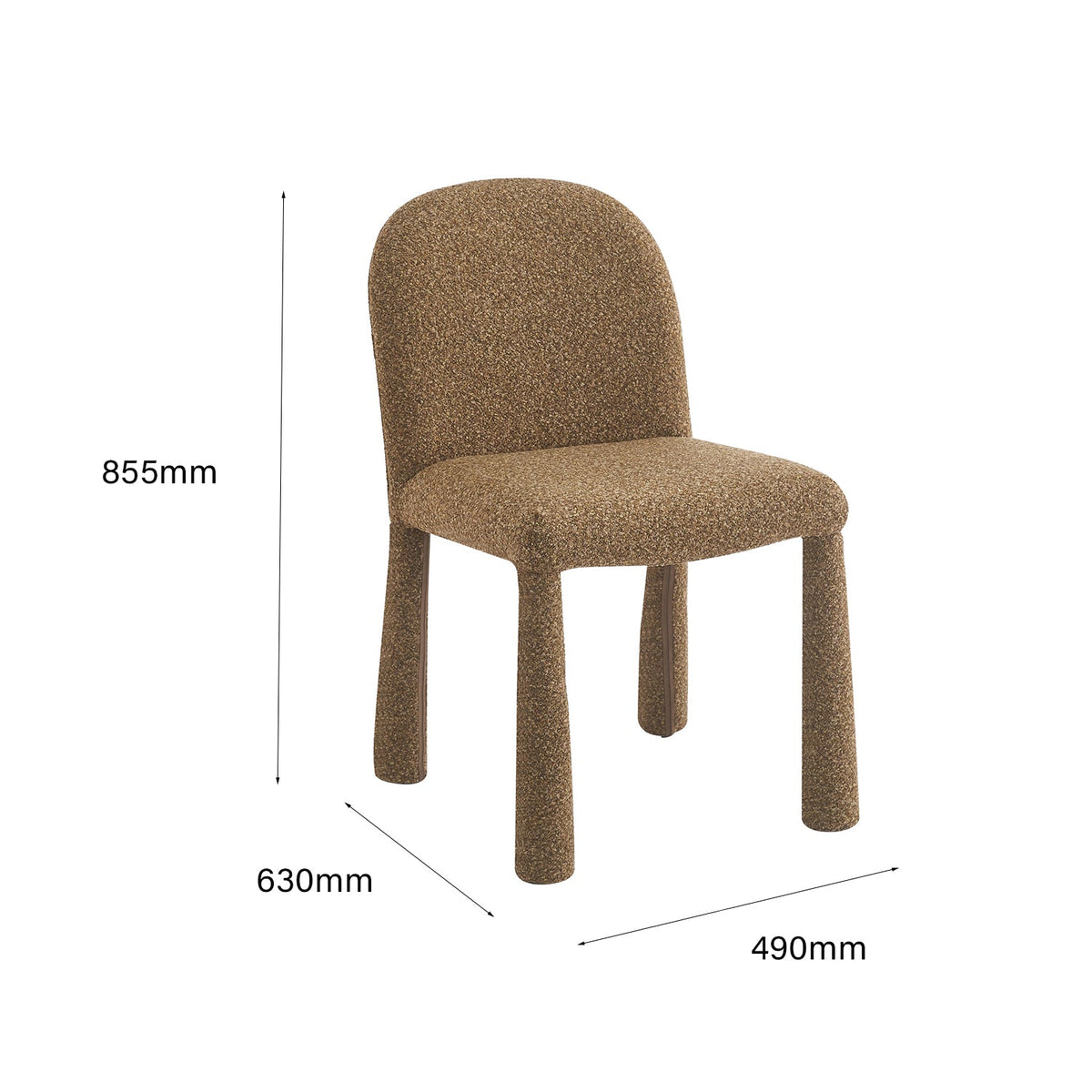 Chaise de salle à manger contemporaine tissée avec dossier arrondi et assise rembourrée confortable