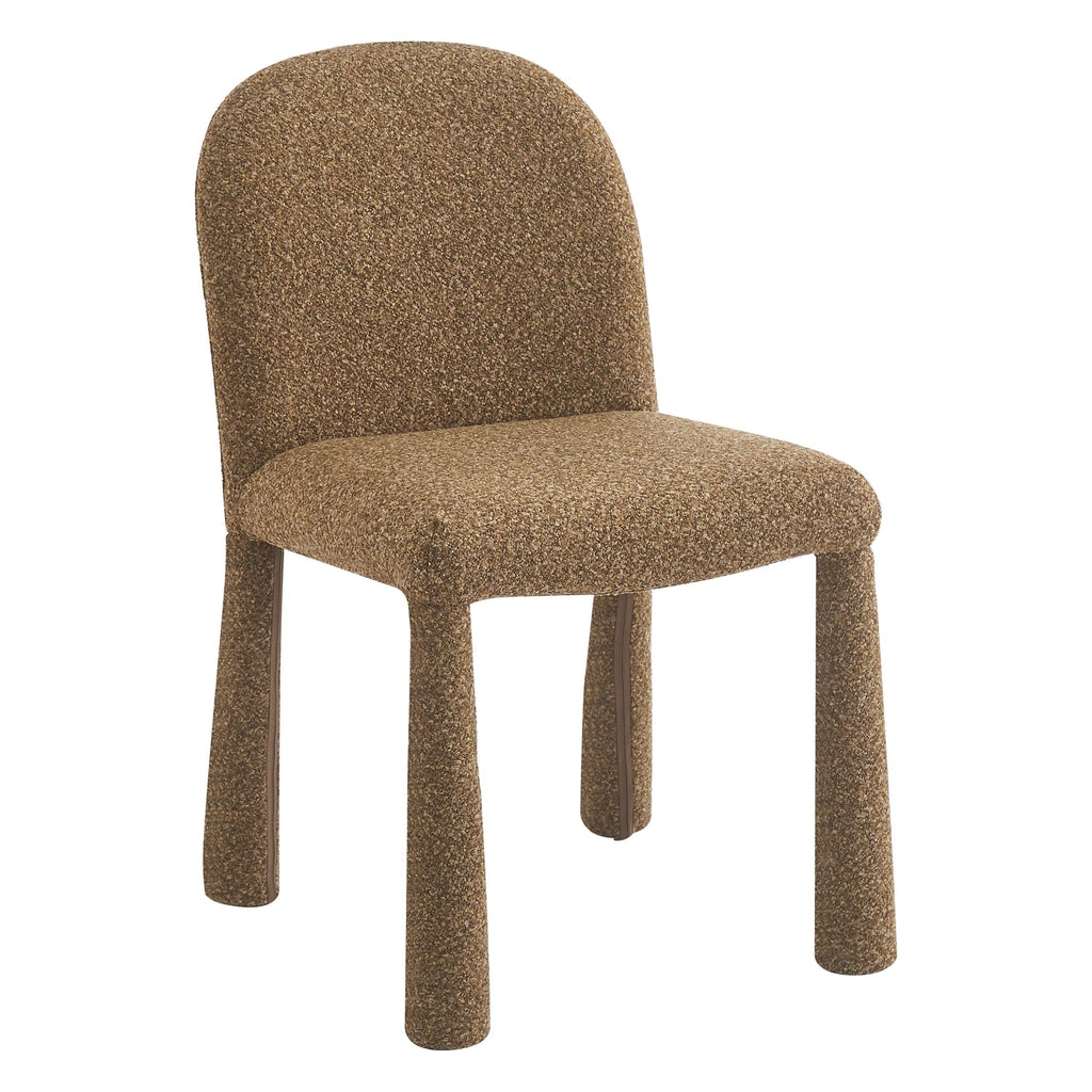 Chaise de salle à manger contemporaine tissée avec dossier arrondi et assise rembourrée confortable