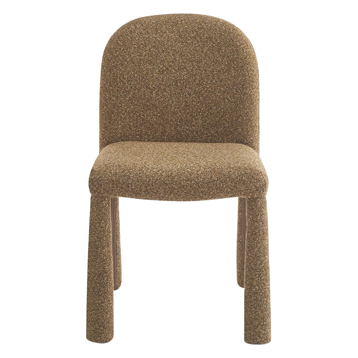 Chaise de salle à manger contemporaine tissée avec dossier arrondi et assise rembourrée confortable