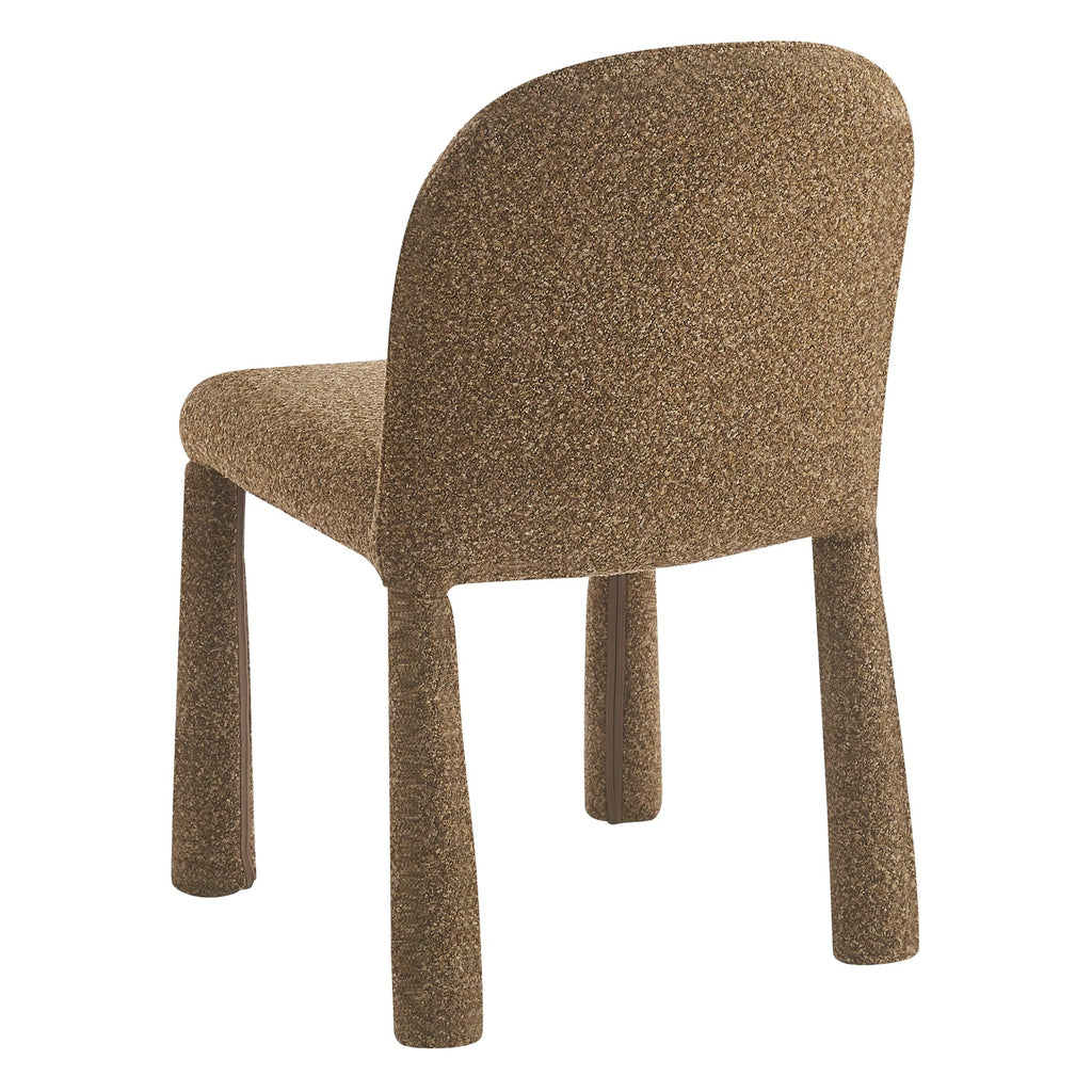 Chaise de salle à manger contemporaine tissée avec dossier arrondi et assise rembourrée confortable