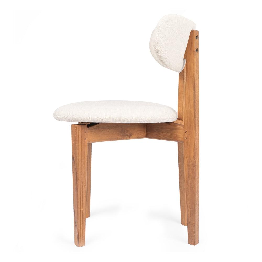 Chaise de salle à manger rustique en teck recyclé avec siège rembourré et grain naturel pour salle à manger