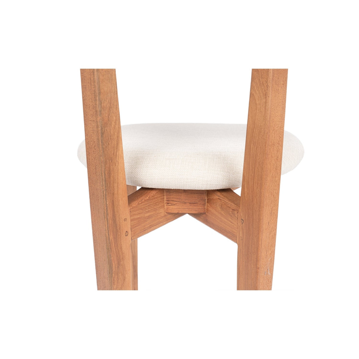Chaise de salle à manger rustique en teck recyclé avec siège rembourré et grain naturel pour salle à manger