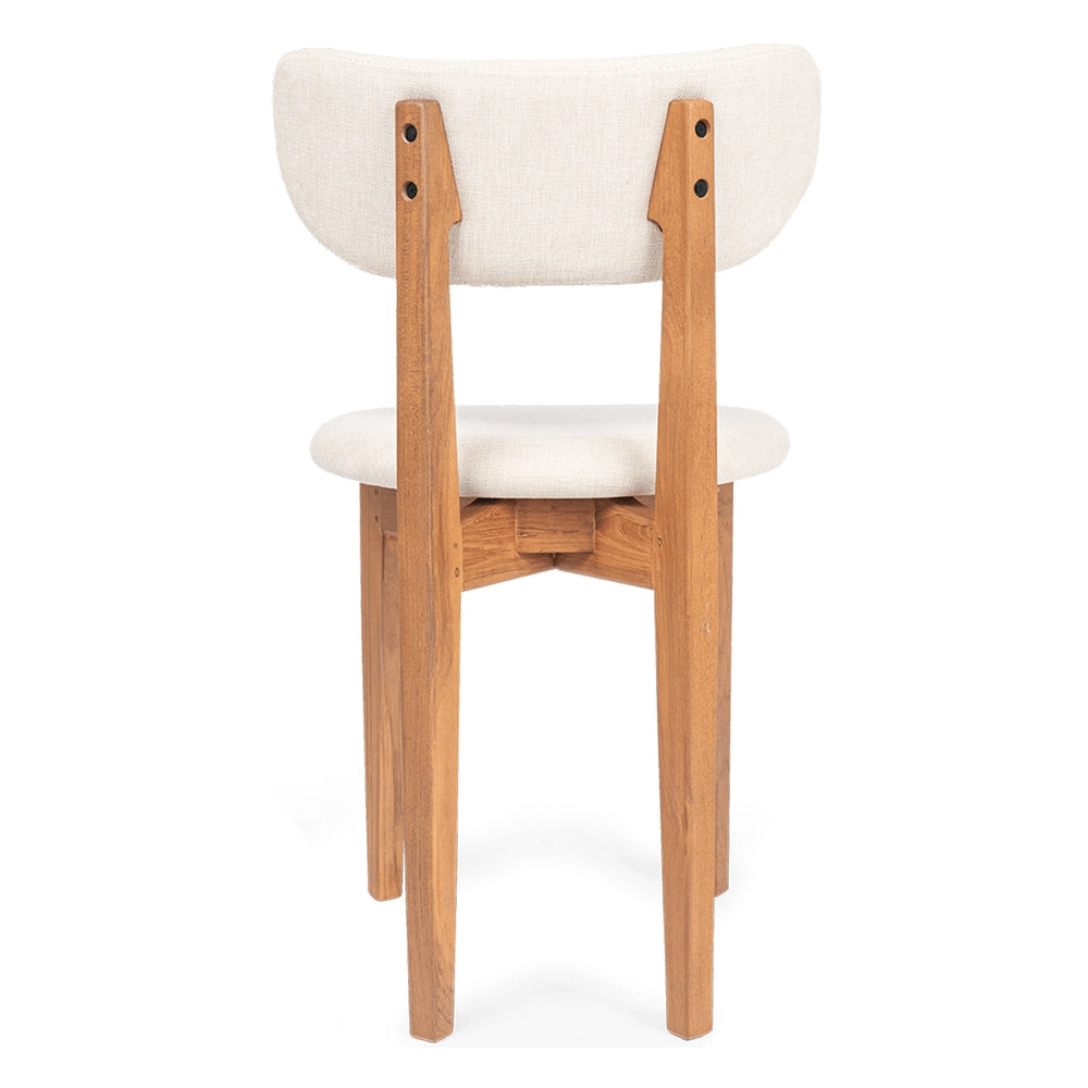 Chaise de salle à manger rustique en teck recyclé avec siège rembourré et grain naturel pour salle à manger