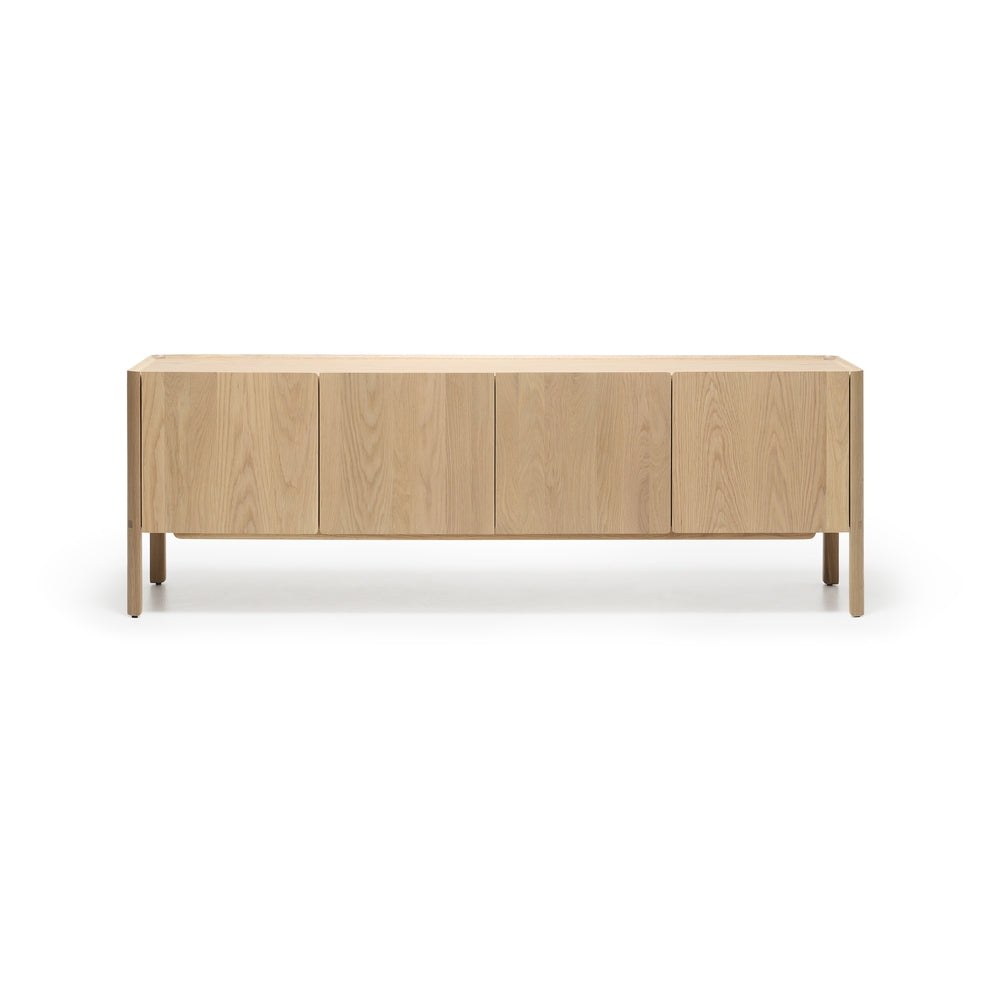 Crédence contemporaine en bois avec étagère supérieure festonnée et menuiserie architecturale pour salon