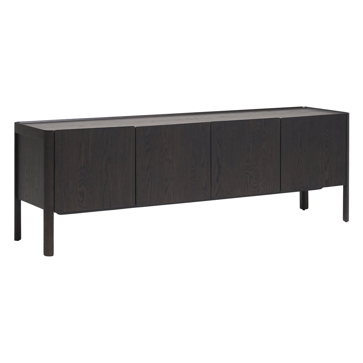 Crédence contemporaine en bois avec étagère supérieure festonnée et menuiserie architecturale pour salon