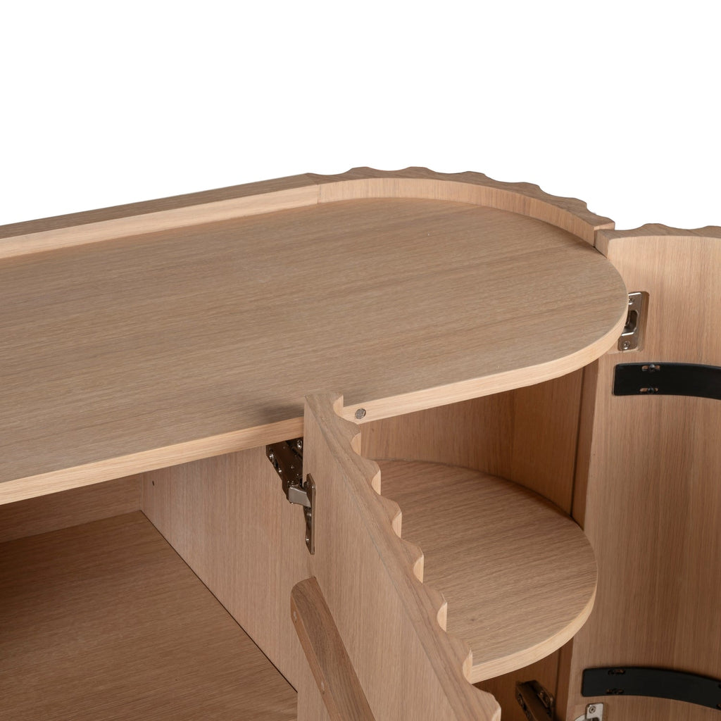 Bahut moderne en bois avec portes sans raccords et pieds réglables pour salon ou salle à manger