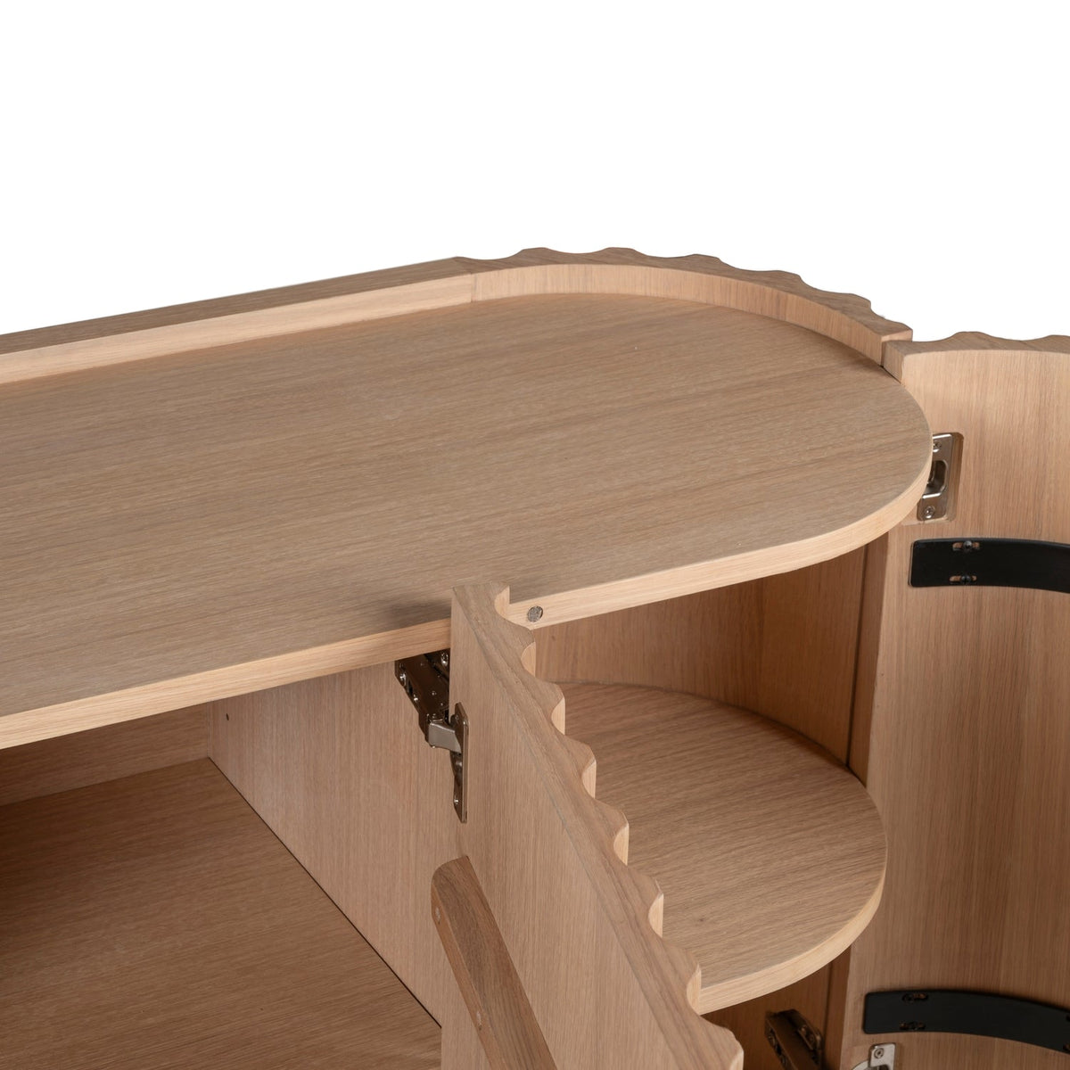 Bahut moderne en bois avec portes sans raccords et pieds réglables pour salon ou salle à manger