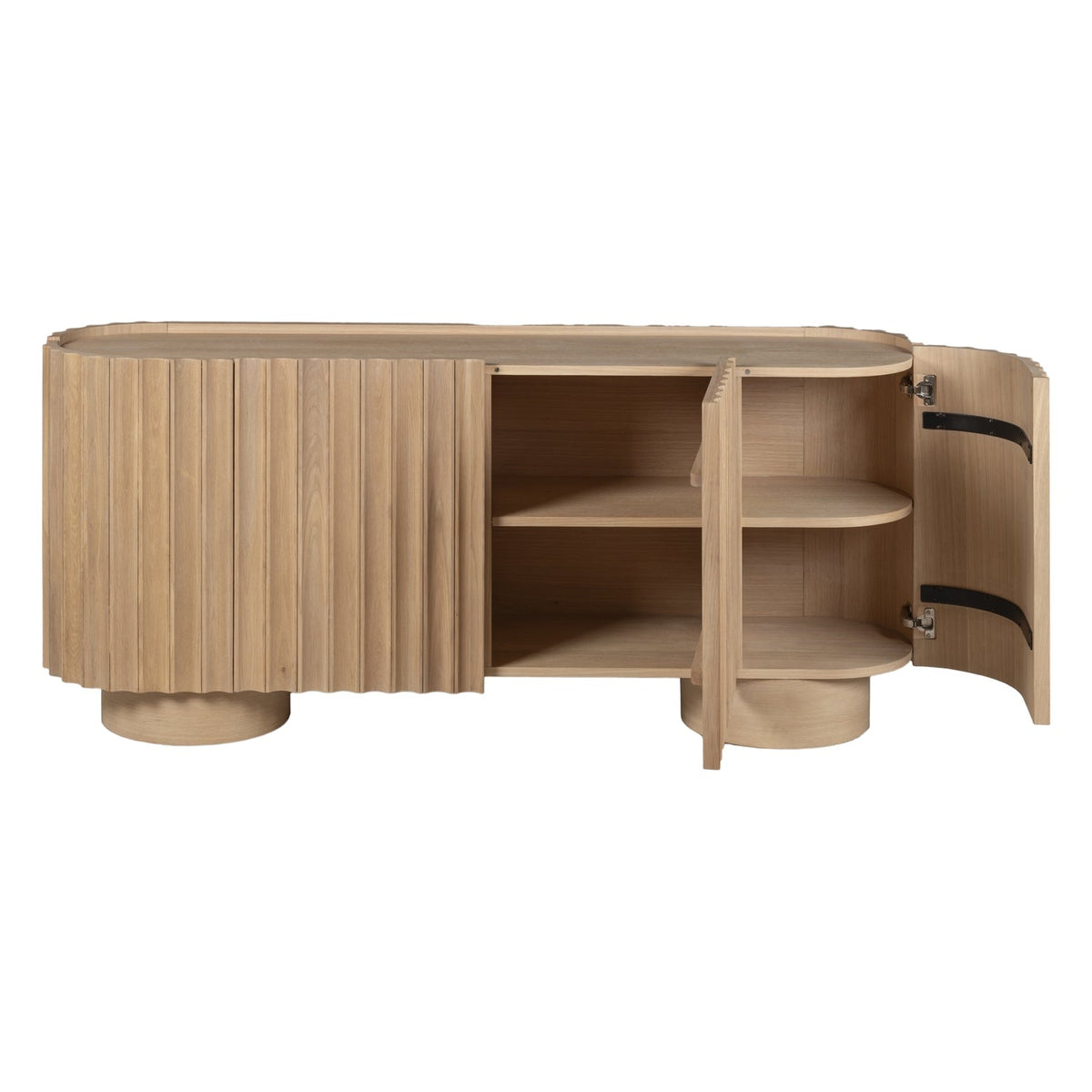 Bahut moderne en bois avec portes sans raccords et pieds réglables pour salon ou salle à manger