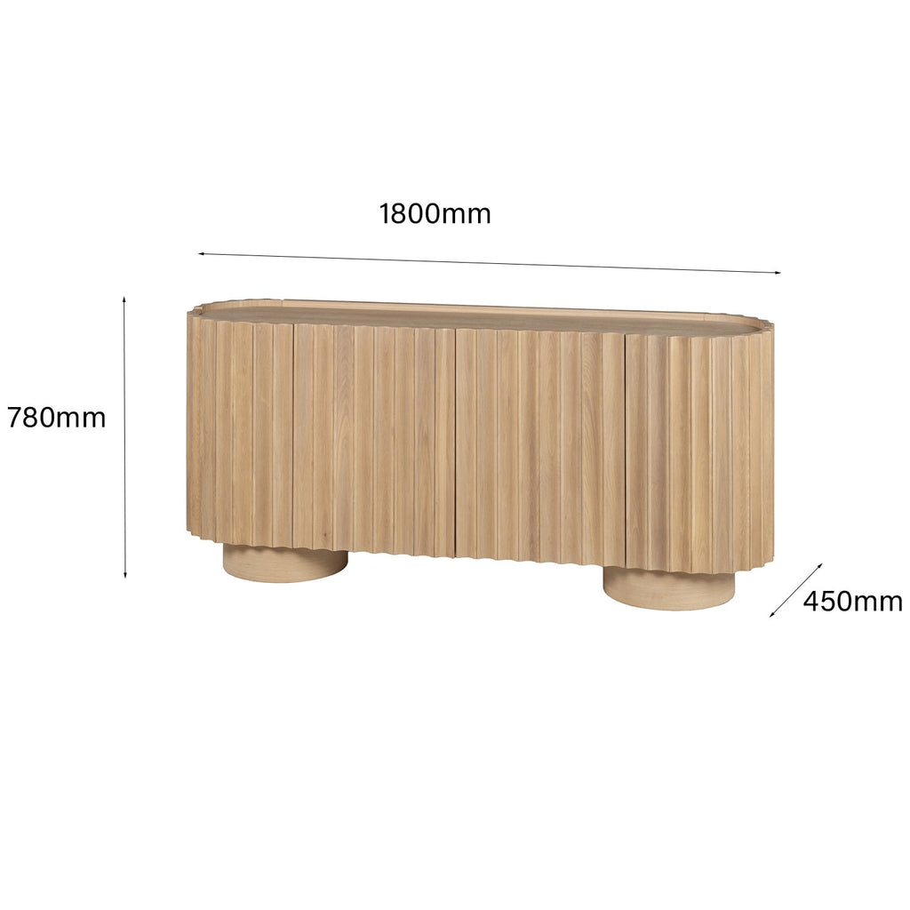Bahut moderne en bois avec portes sans raccords et pieds réglables pour salon ou salle à manger