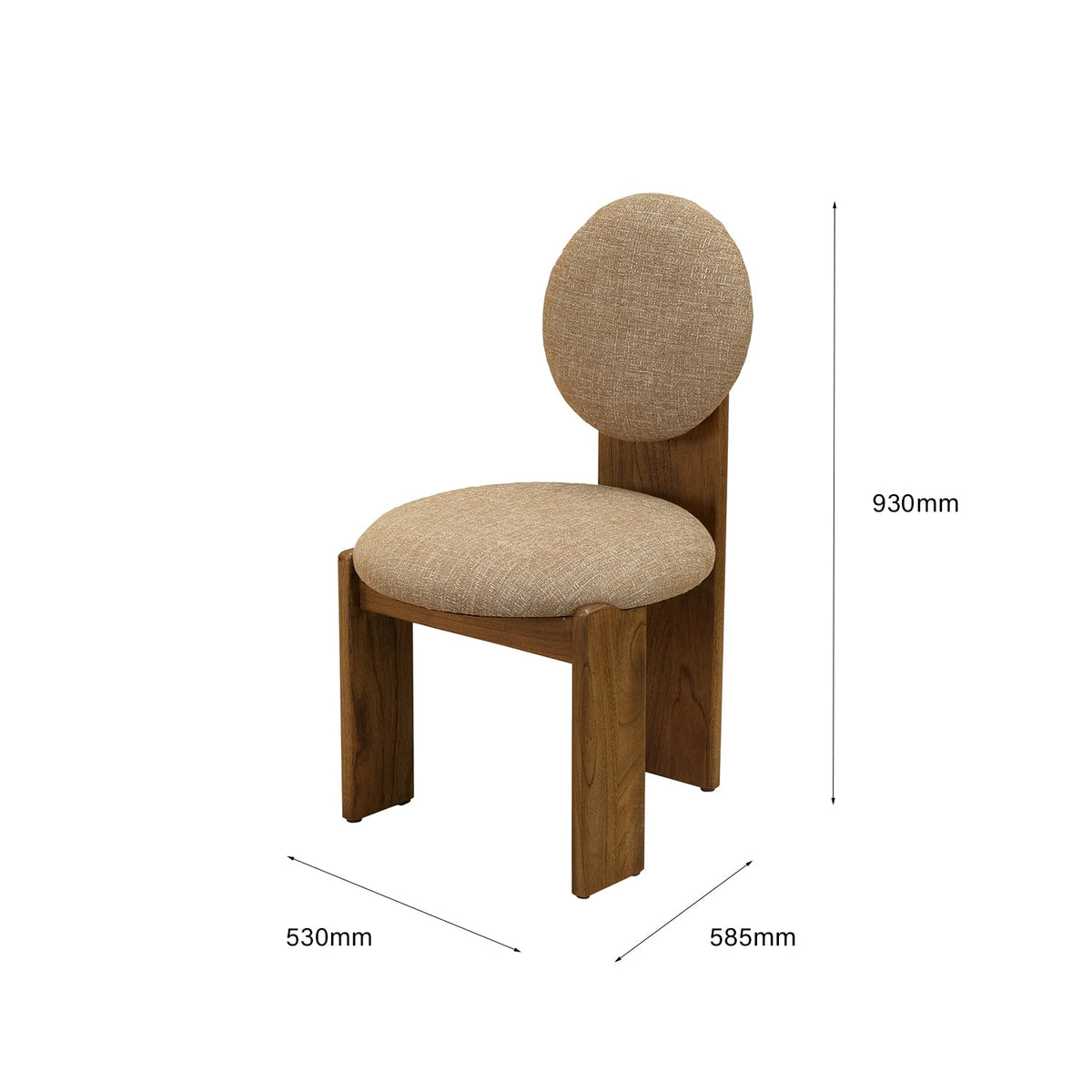 Chaise de salle à manger transitoire en tissu avec pieds en bois et revêtement en toile de jute pour salle à manger ou cuisine