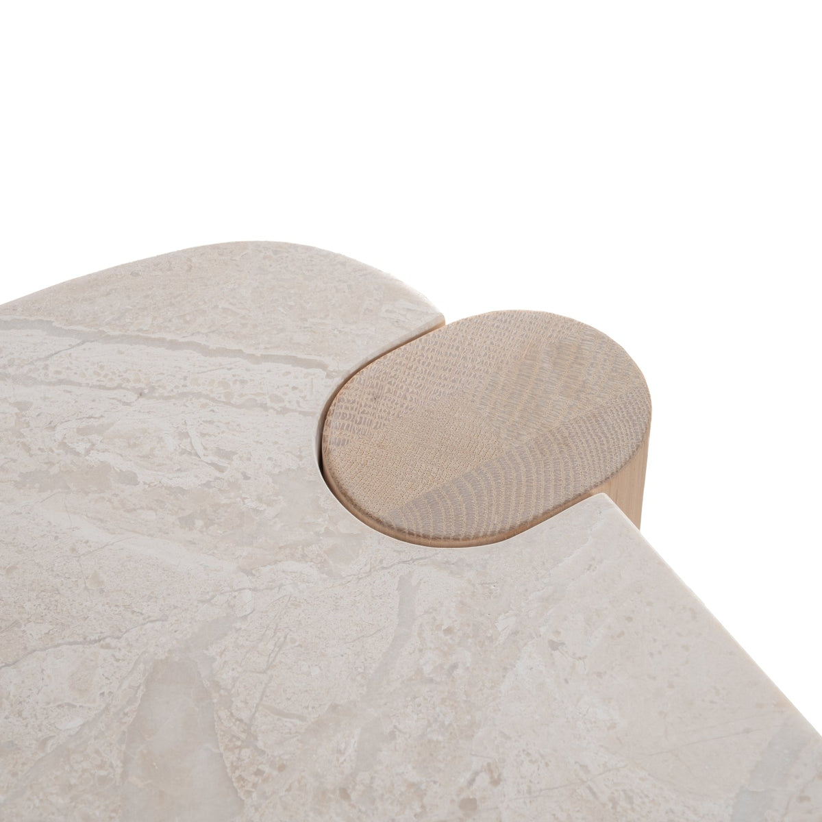 Table de Chevet Sculpturale en Bois et Marbre avec Deux Tiroirs et Silhouette Architecturale pour Chambre à Coucher