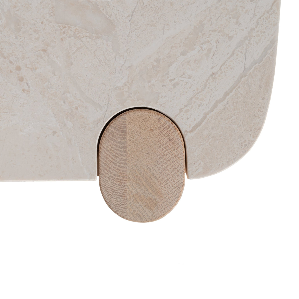 Table de Chevet Sculpturale en Bois et Marbre avec Deux Tiroirs et Silhouette Architecturale pour Chambre à Coucher