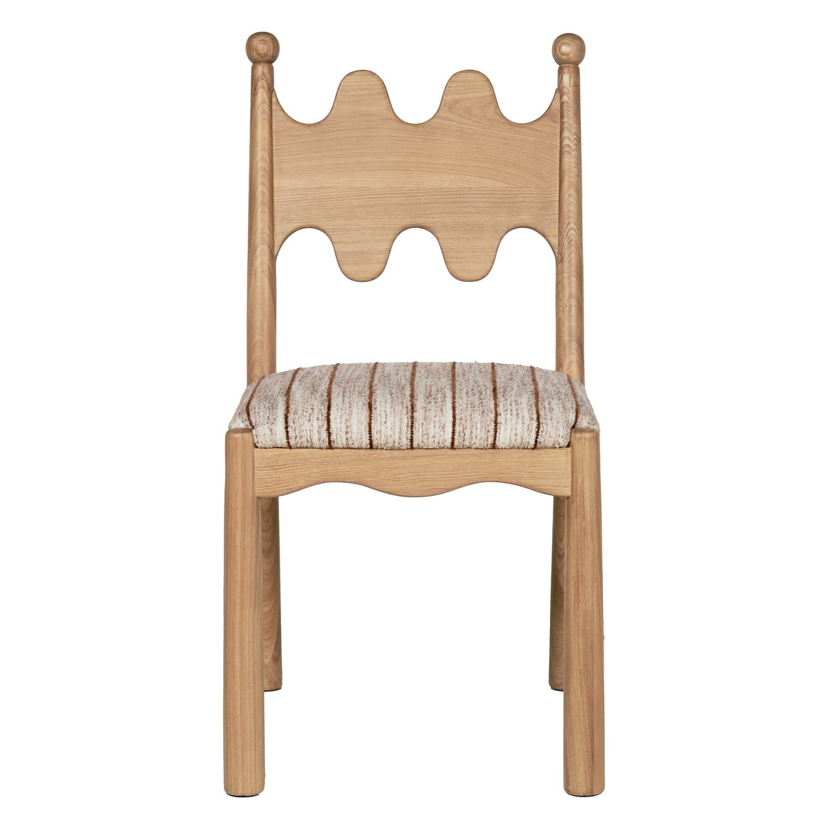 Chaise de salle à manger capitonnée d'inspiration vintage avec dossier arqué et pieds fuselés pour salle à manger