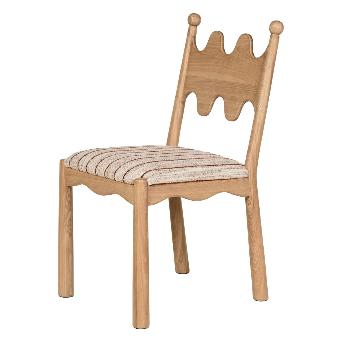Chaise de salle à manger capitonnée d'inspiration vintage avec dossier arqué et pieds fuselés pour salle à manger