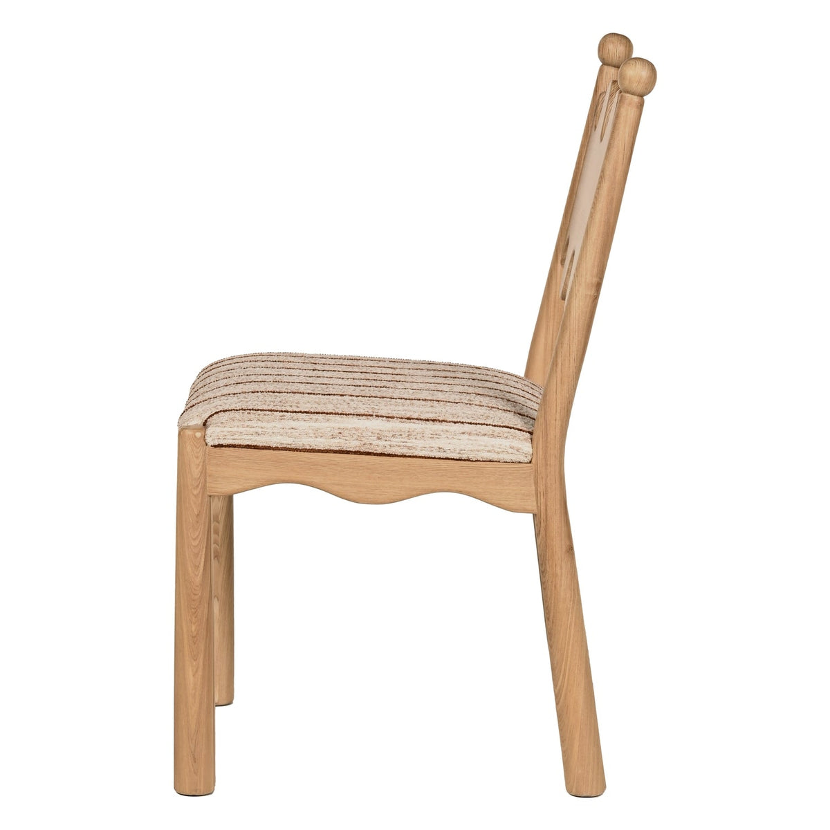 Chaise de salle à manger capitonnée d'inspiration vintage avec dossier arqué et pieds fuselés pour salle à manger