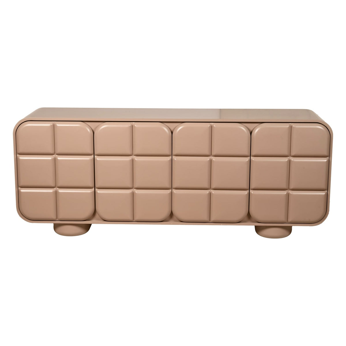 Bahut contemporain en bois 4 portes avec grain naturel et rangements mixtes pour salle à manger ou couloir