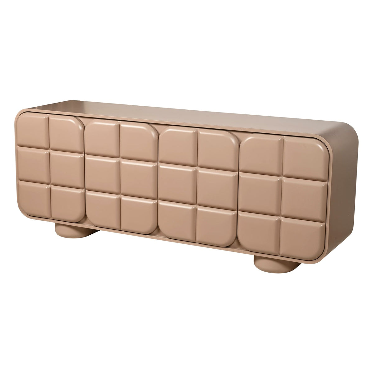Bahut contemporain en bois 4 portes avec grain naturel et rangements mixtes pour salle à manger ou couloir