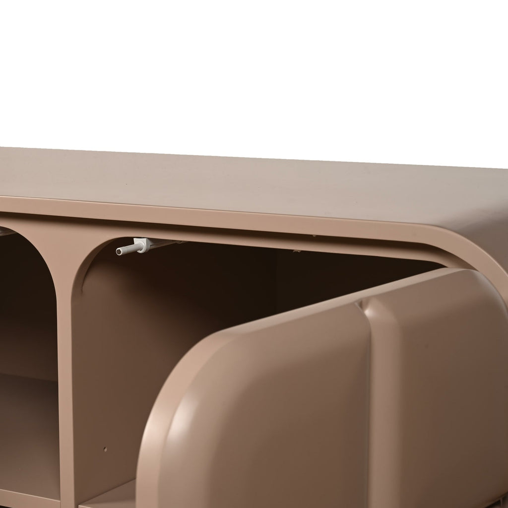 Bahut contemporain en bois 4 portes avec grain naturel et rangements mixtes pour salle à manger ou couloir
