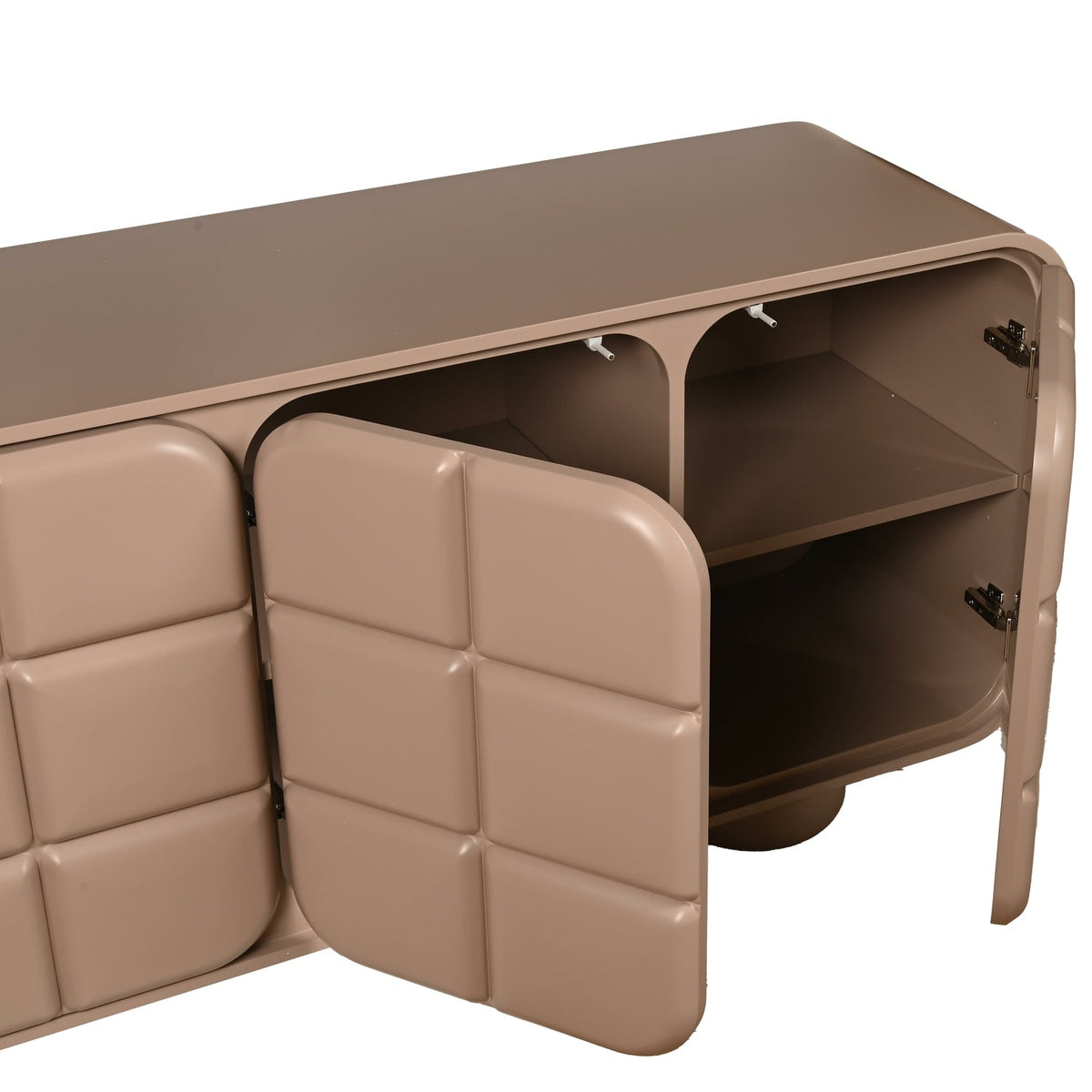 Bahut contemporain en bois 4 portes avec grain naturel et rangements mixtes pour salle à manger ou couloir