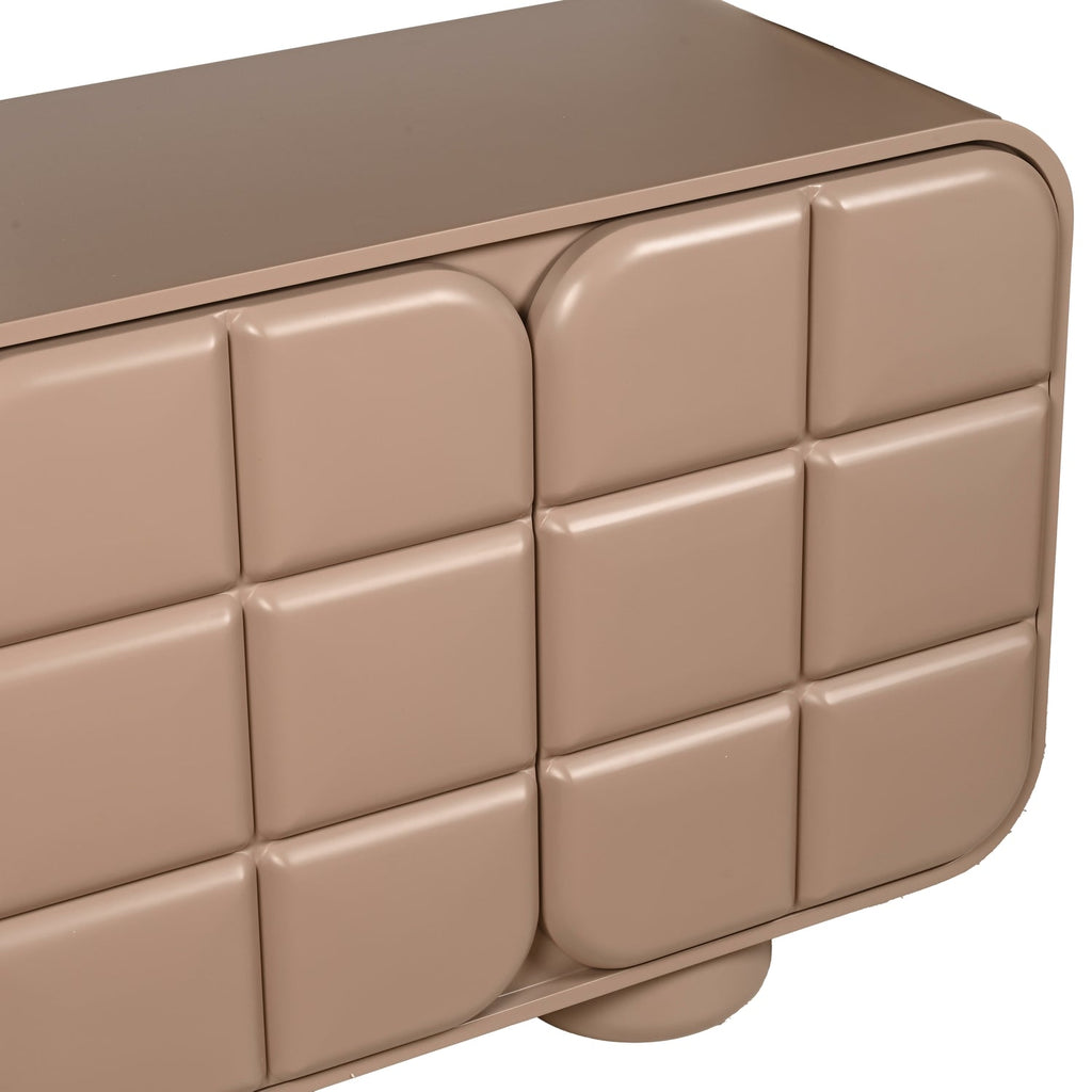 Bahut contemporain en bois 4 portes avec grain naturel et rangements mixtes pour salle à manger ou couloir