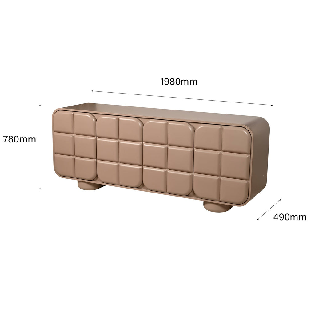 Bahut contemporain en bois 4 portes avec grain naturel et rangements mixtes pour salle à manger ou couloir