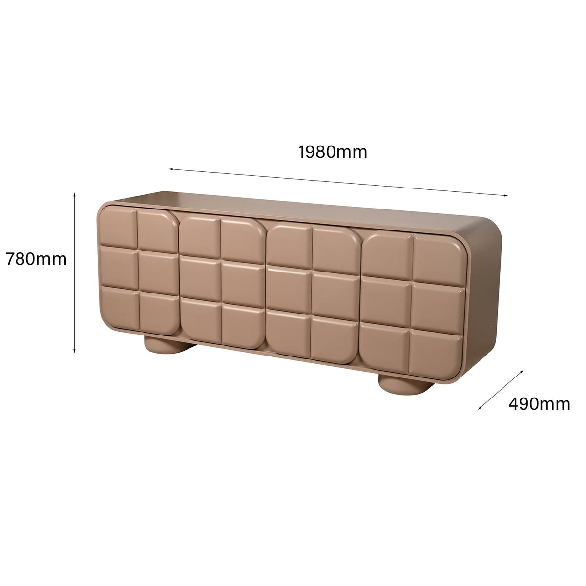 Bahut contemporain en bois 4 portes avec grain naturel et rangements mixtes pour salle à manger ou couloir