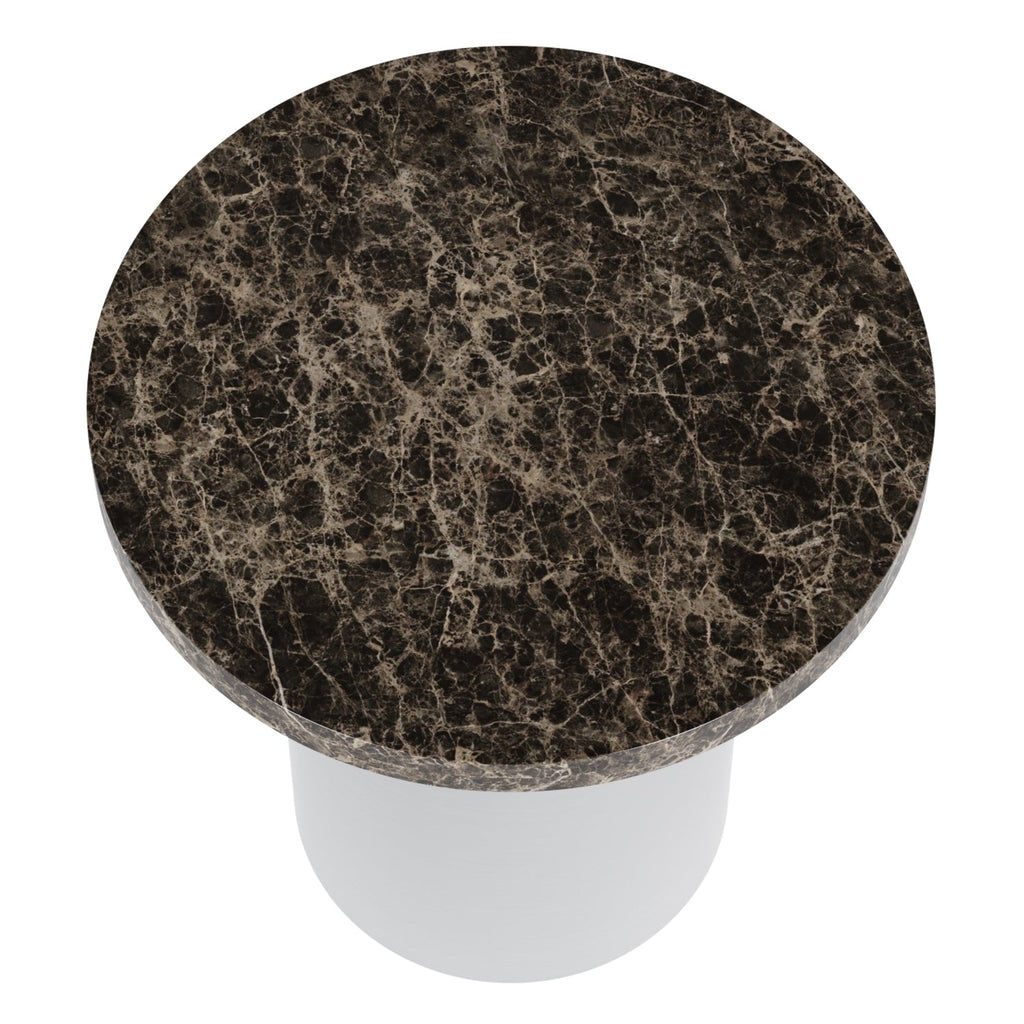 Table d'appoint rembourrée minimaliste avec base solide arrondie pour salon ou chambre à coucher