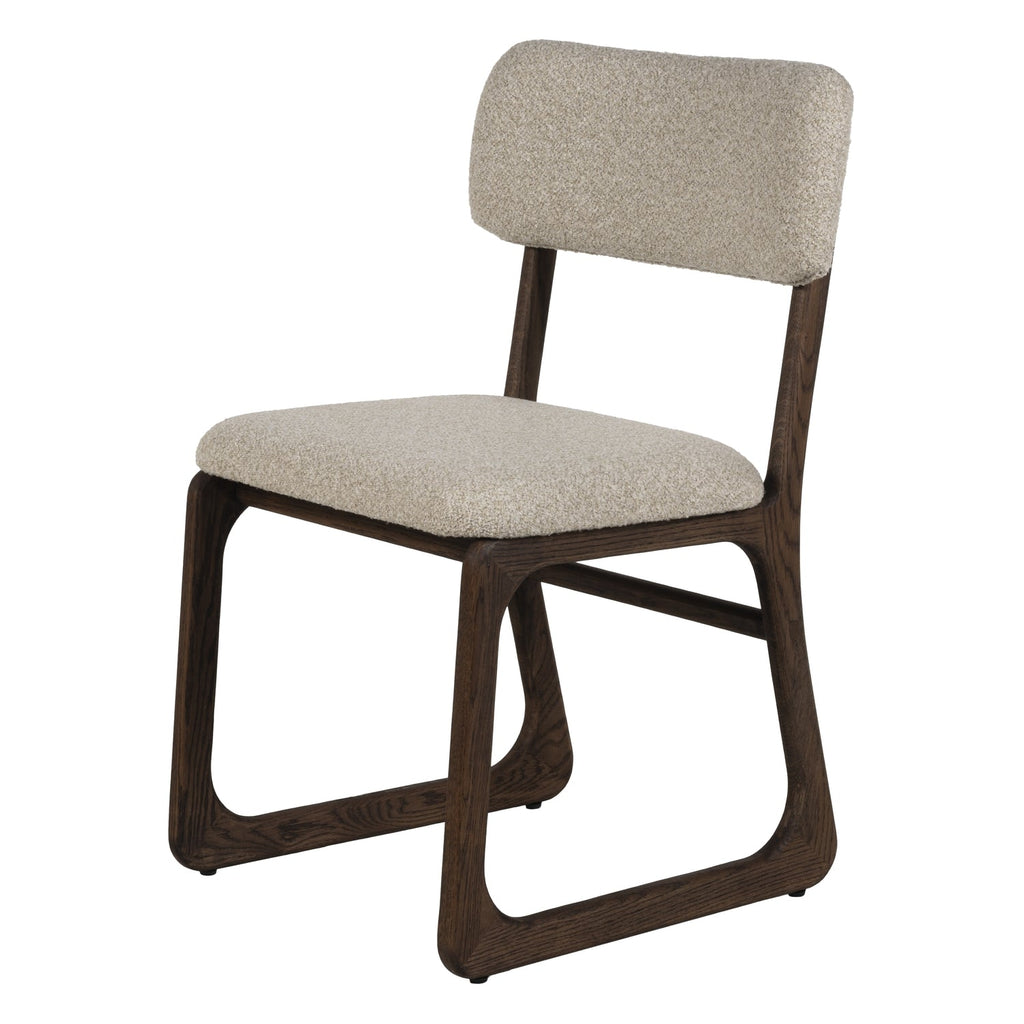 Chaise de salle à manger en bois massif organique avec bords incurvés et assise rembourrée pour salle à manger
