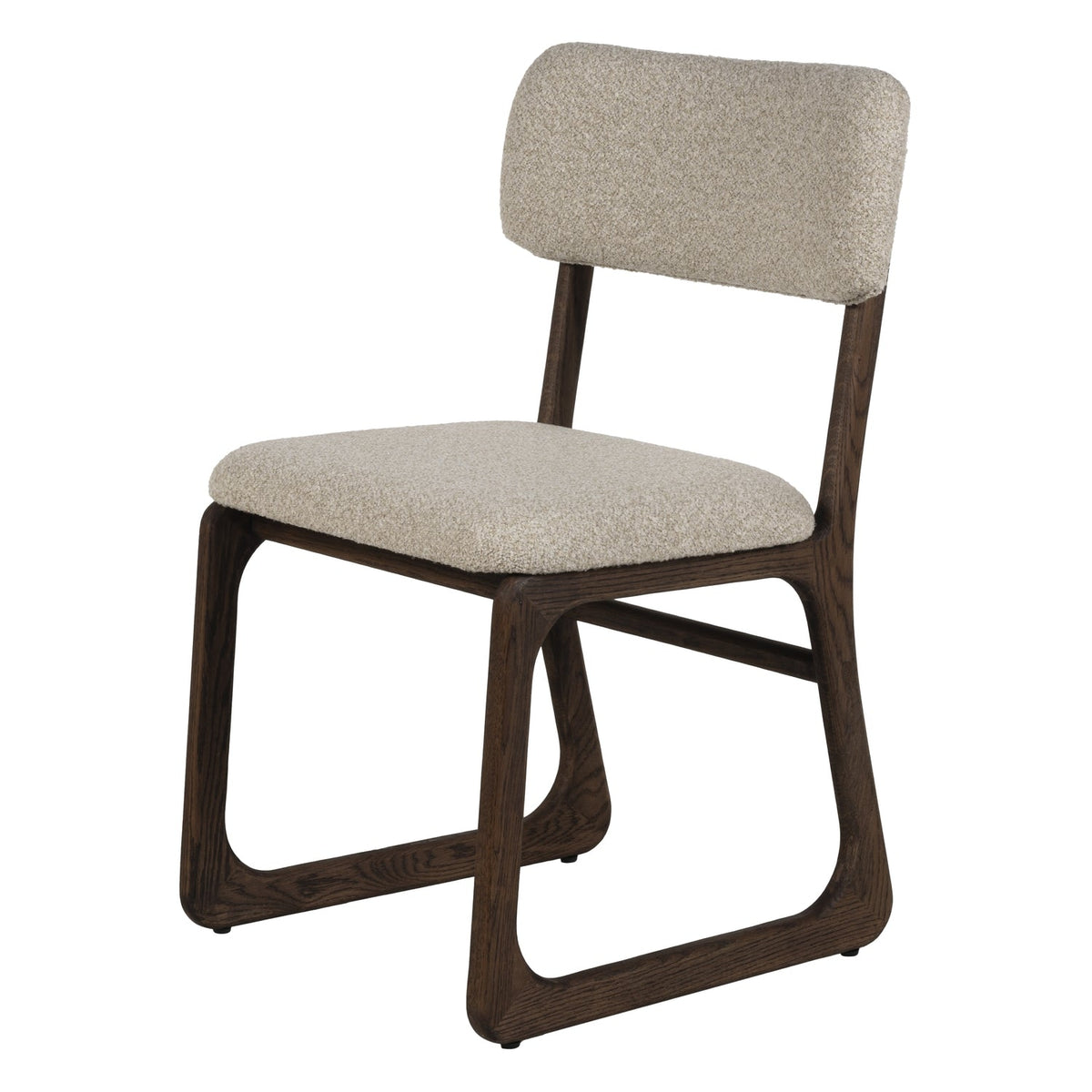 Chaise de salle à manger en bois massif organique avec bords incurvés et assise rembourrée pour salle à manger