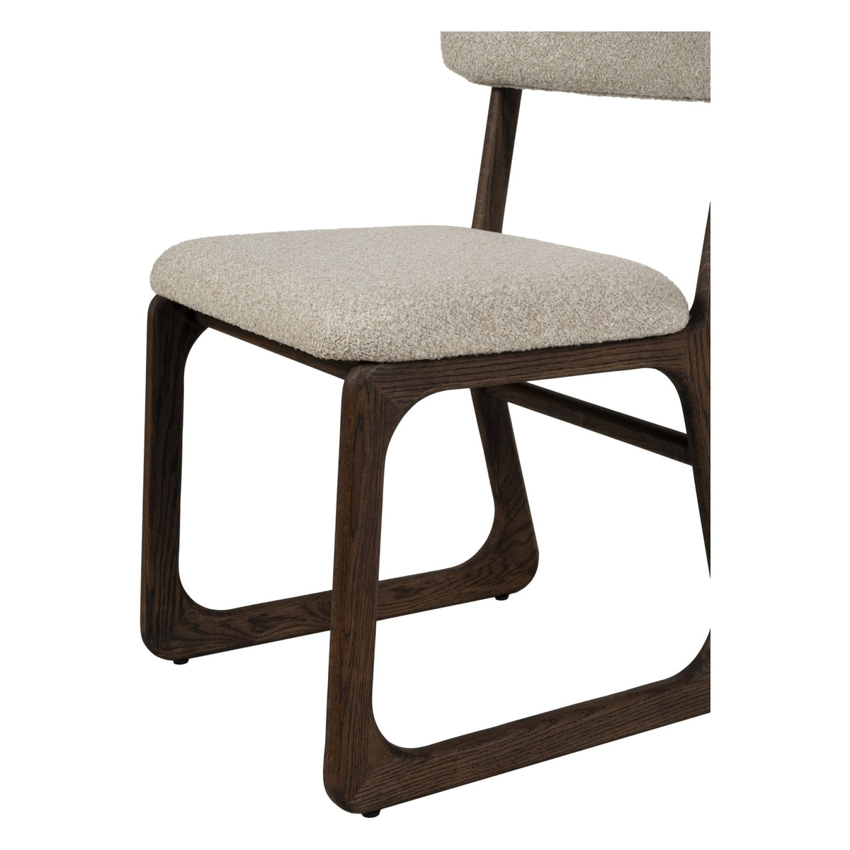 Chaise de salle à manger en bois massif organique avec bords incurvés et assise rembourrée pour salle à manger