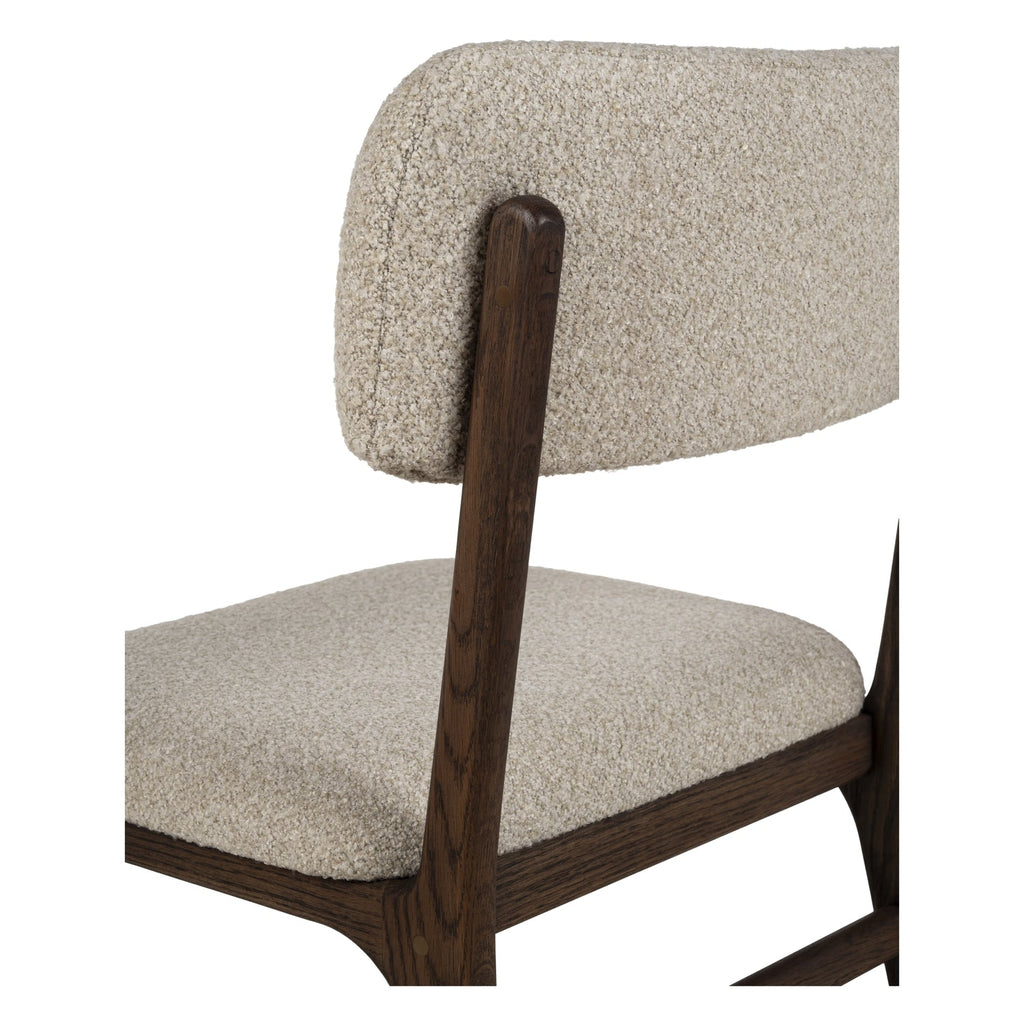 Chaise de salle à manger en bois massif organique avec bords incurvés et assise rembourrée pour salle à manger