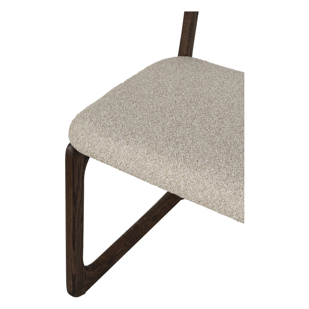 Chaise de salle à manger en bois massif organique avec bords incurvés et assise rembourrée pour salle à manger