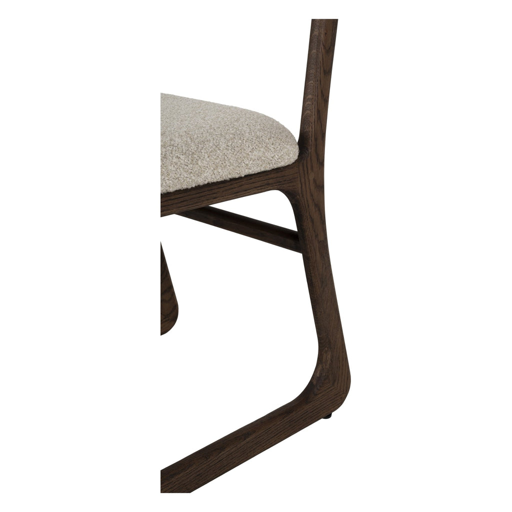 Chaise de salle à manger en bois massif organique avec bords incurvés et assise rembourrée pour salle à manger