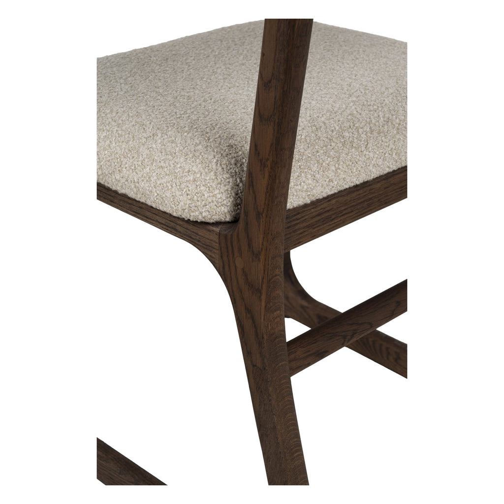 Chaise de salle à manger en bois massif organique avec bords incurvés et assise rembourrée pour salle à manger